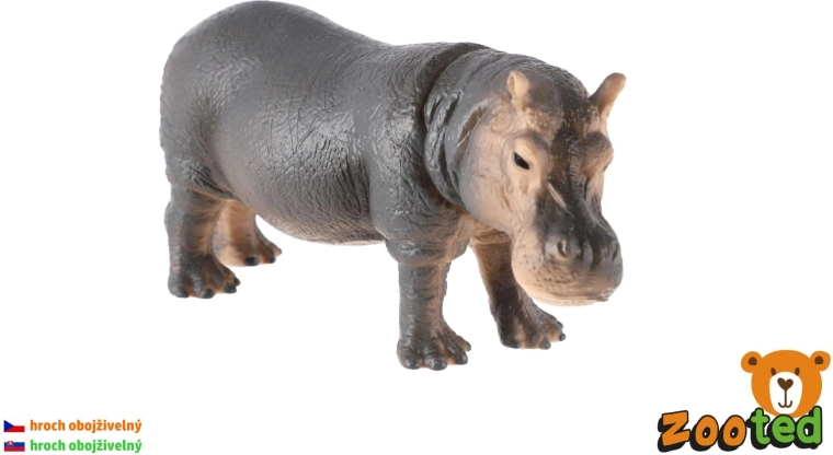 Zooted flodhest plastfigur (Hippopotamus amphibius) 12 cm - 1 stk.