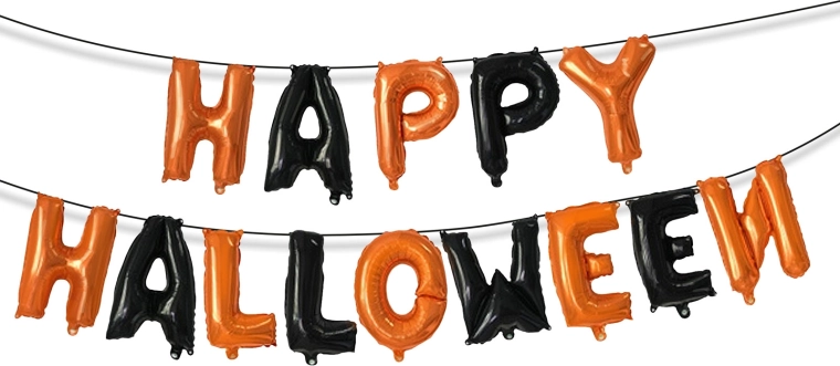 Halloween-sæt med folieballoner Happy Halloween med fastgørelsesbånd