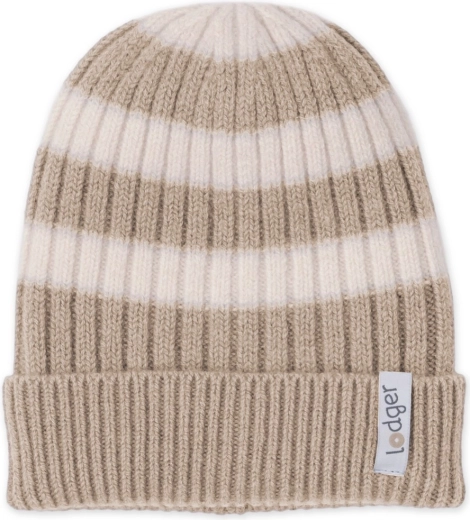 Lodger strikket merinohue stripe beige 3–6 måneder