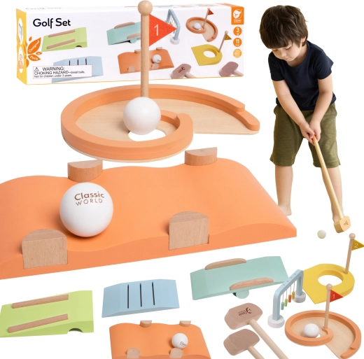 Træ-minigolf med forhindringer CLASSIC WORLD