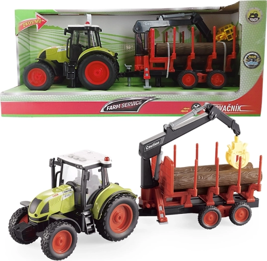 Farm service traktor med anhænger til transport af træ 1:16