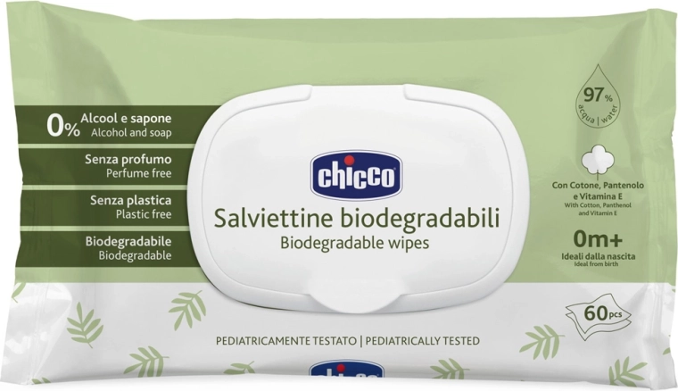 Chicco baby-vådservietter uden plast 60 stk.