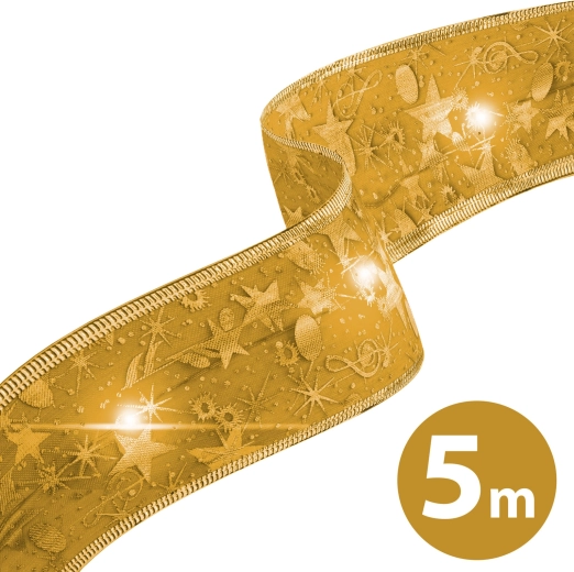 Jule-LED-bånd i guld med varmt hvidt lys, 5 m