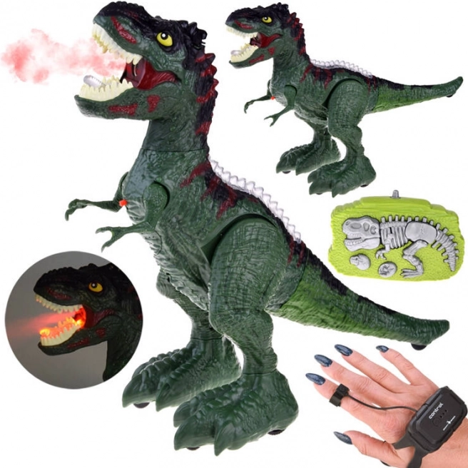 RC dinosaur styret med gestus og fjernbetjening, lys, lyde og damp – Zi
