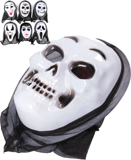 Karnevals-halloweenmaske spøgelse med hætte – 1 stk.