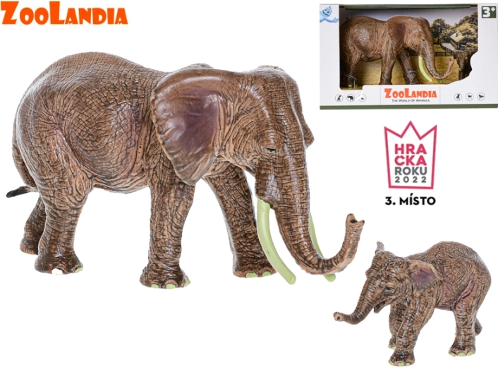 Zoolandia elefanthun med unge – plastfigurer til zoo