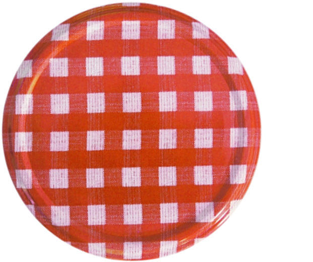 Skruelåg til henkogningsglas 82 mm – rødt ternet mønster, 6z