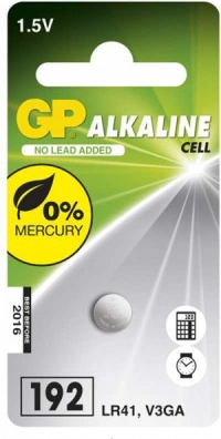 Alkalinske knapcellebatterier GP LR41 10 stk