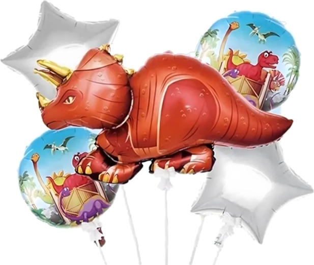 Sæt med fødselsdagsballoner dinosaur 5 stk.