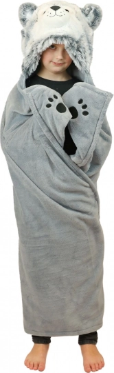 Cozy Noxxiez varm kappe-tæppe med hætte Husky