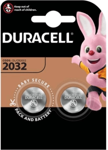 Lithium-knapcellebatteri CR2032 DURACELL, 2 stk.
