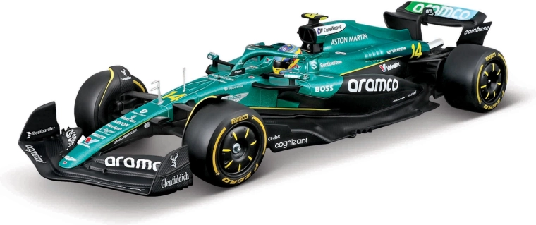 Bburago Aston Martin AMR25 2025 #14 Fernando Alonso – F1-model 1:24 i akrylboks