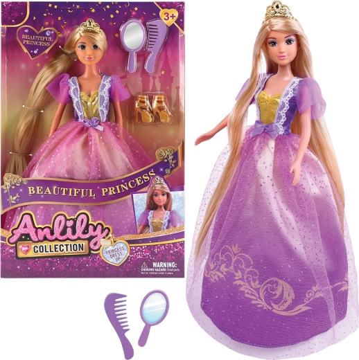 Modedukke i prinsessekjole 32 cm