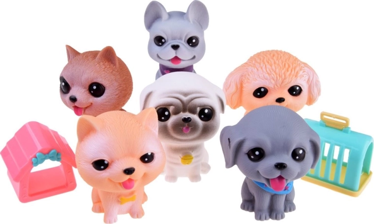 Sæt af gummihunde-figurer