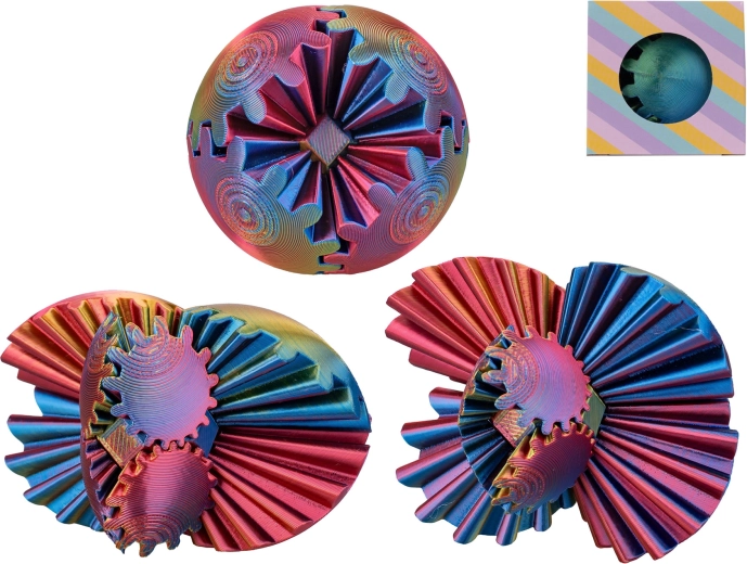 Antistress-hjernetræningsbold 6 cm – tofarvet spiralformet puslebold