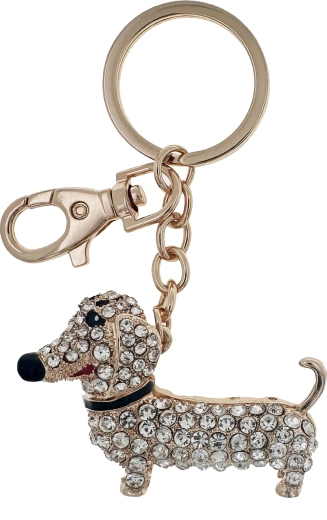 Premium nøglering med gylden hund