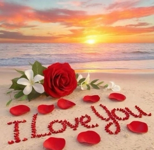 Diamantmosaik strand I Love You