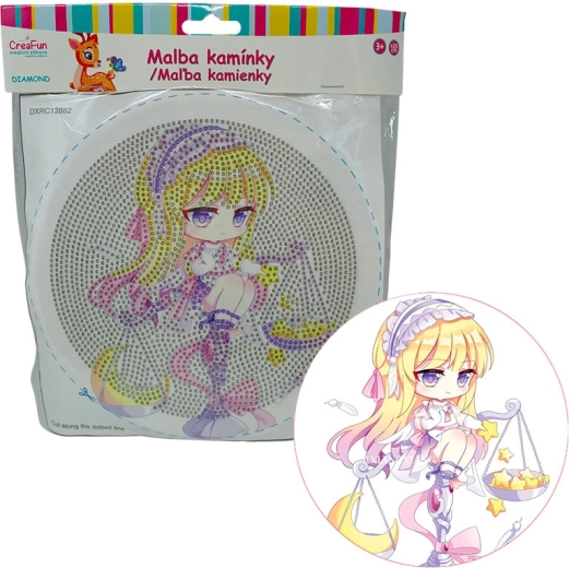 Diamantmaling med ramme – dukke i lilla, 20 cm
