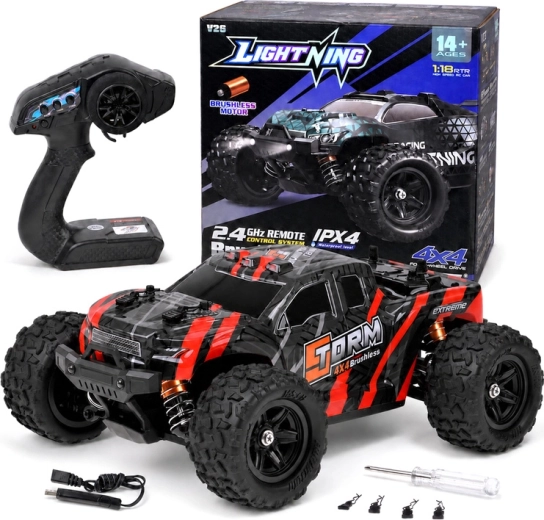 Terræn-RC buggy 4x4 2,4 GHz med børsteløs motor, skala 1:18 - 1 stk.
