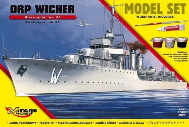 Model af skibet ORP WICHER wz.35 – polsk destroyer fra 2. verdenskrig 1:400 byggesæt