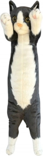 Stående plysbamse-kat 55 cm sort‑hvid