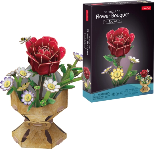 CubicFun 3D-puslespil med rosenbuket, 120 brikker