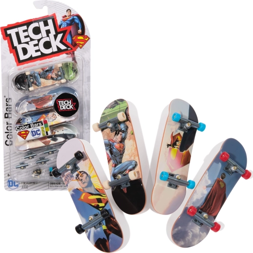 Tech Deck fingerboard-sæt med 4 mini-skateboards til samling DC Comics Superman