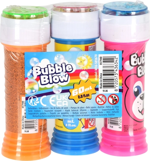 Sæbebobler 60 ml – mix af farver, sæt med 3 stk.