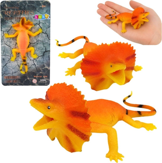 Realistisk strækbar gummifigur af kraveøgle 19 cm