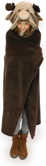 Cozy Noxxiez varm hætteplaid med rensdyrmotiv