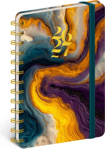 Spiralbundet 18-måneders kalender Petito – farvet agat 2026/2027, 13 × 18 cm