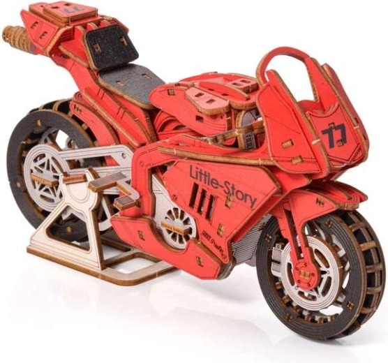 Little Story 3D træpuslespil Grand Prix rød motorcykel