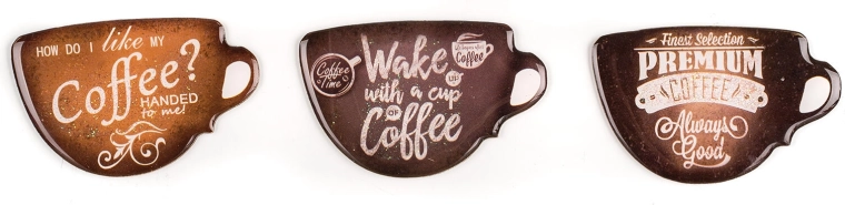 Kaffemagneter, mix af dekorer, 3 stk.