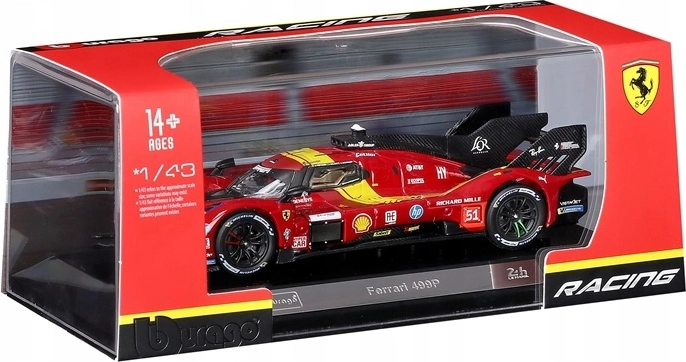 Bburago Ferrari 499P racerbil-model 1:43 rød