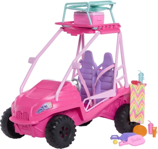 Barbie strandbuggy til 4 dukker med tilbehør