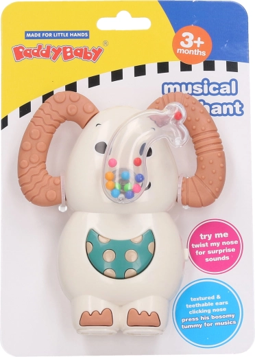 Rangle elefant med lys og lyde 12 cm
