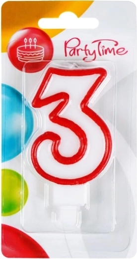 Fødselsdagslys tal 3 rød