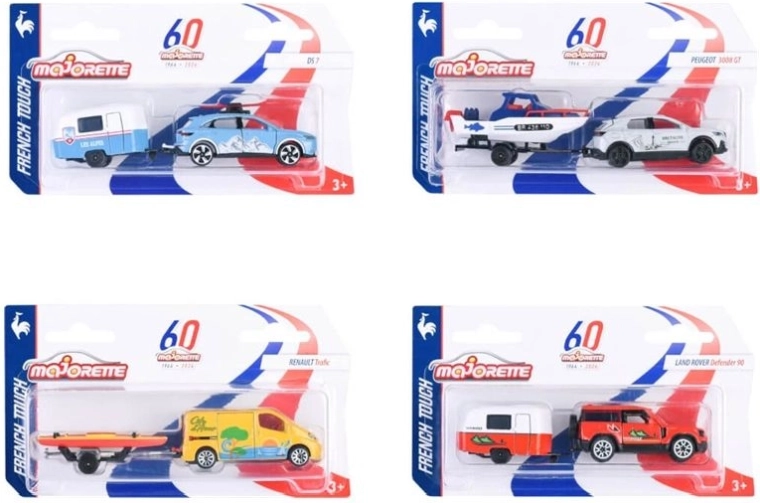 Majorette French Touch bil med trailer (1 stk., tilfældigt udvalg)