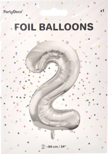 Folieballon tal 2 sølv 86 cm
