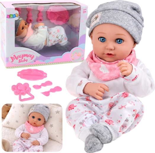 Babydukke med fodring og tilbehør 28 cm