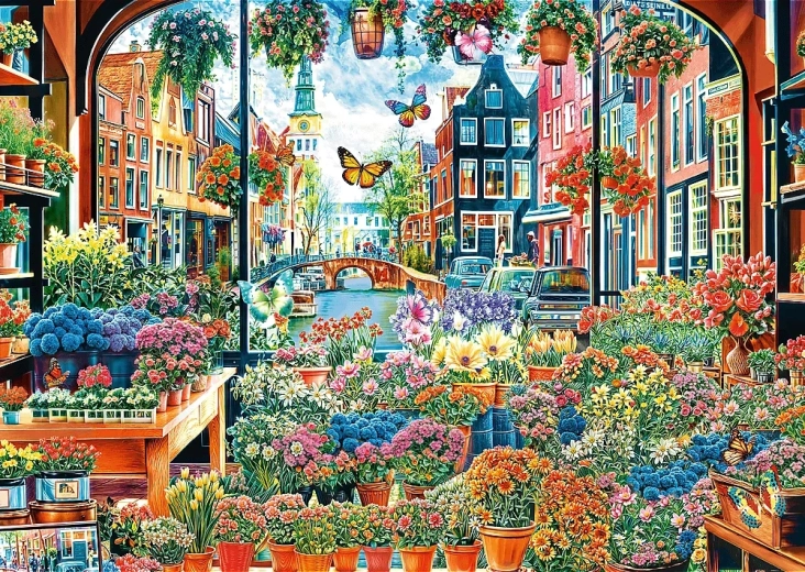 Puslespil TREFL Blomsterbutik i Amsterdam 2000 brikker