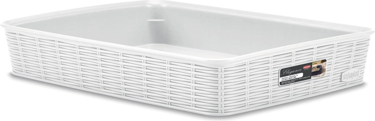 kurv ELEGANCE hvid plast 35,5 × 26 × 6 cm