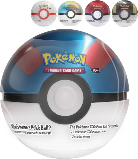 Pokémon TCG-dåse Poké Ball Tin 2024 genoptryk (3 boostere + klistermærker) - 1 stk.