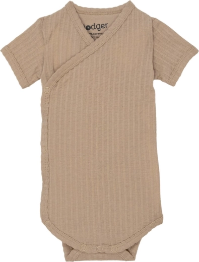 Lodger romper-body med korte ærmer seersucker beige 68