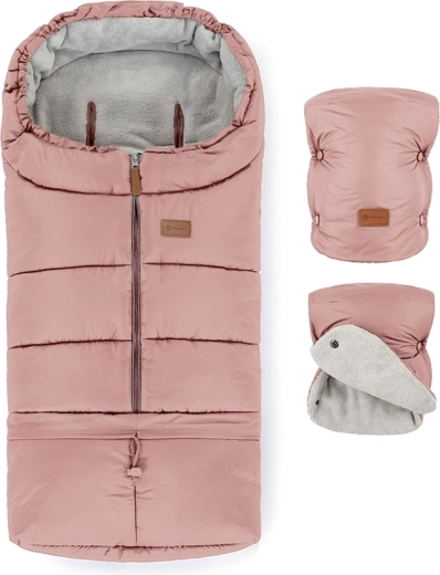 Petite&Mars sæt: vinterkørepose Jibot 3i1 og barnevognshandsker Jasie dusty pink