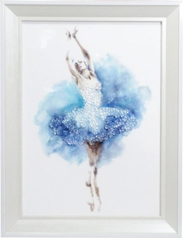 Billede med ballerina i ramme 24 × 34 cm