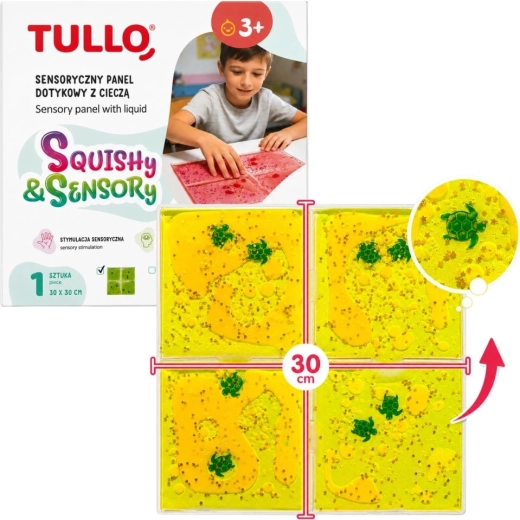 Tullo taktilt sensorisk panel med gul væske
