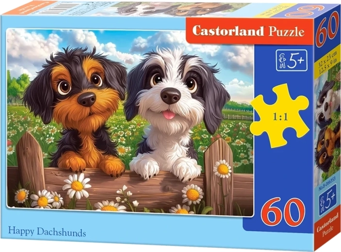 Puzzle Glade gravhunde – 60 brikker