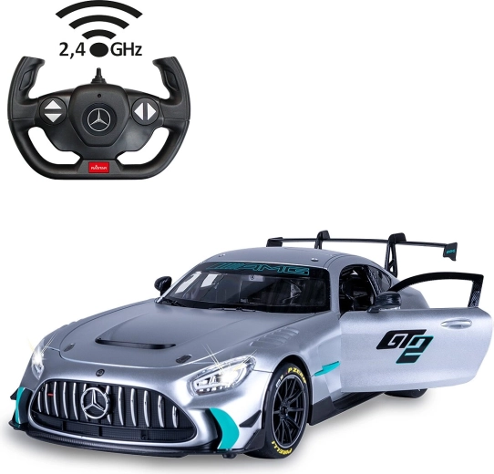 Fjernstyret Mercedes-AMG GT2 i skala 1:14, sølvfarvet