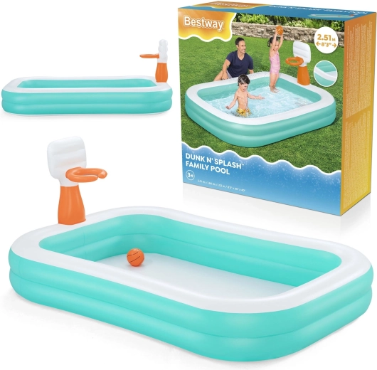 Oppustelig familiepool med kurv Dunk ‘N’ Splash 251 × 168 × 102 cm BESTWAY